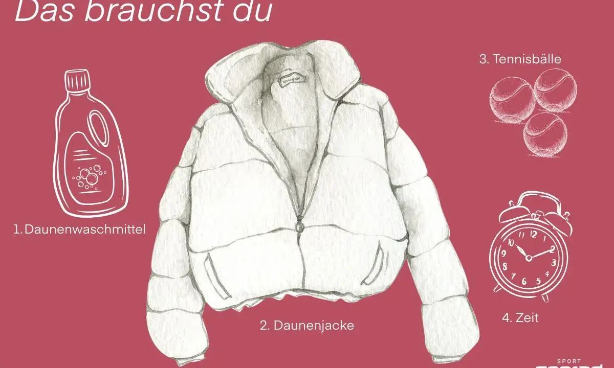 So pflegst du deine Daunenjacke: Waschmittel, Jacke, Tennisbälle & Zeit. Welches Programm im Trockner? Das erfährst du hier!