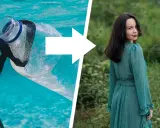 Plastikmüll im Meer wird zu einem schönen Kleid. Recyceltes Material kann neues Leben finden.