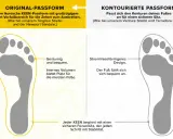 Vergleich zweier KEEN-Passformen: "Original" mit viel Platz im Schuh für erwachsene Zehen, "Konturiert" für einen sicheren Sitz.
