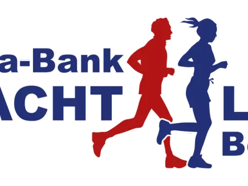 Sparda-Bank Nachtlauf Bonn: Läufer in Rot und Blau rennen durch die Nacht.