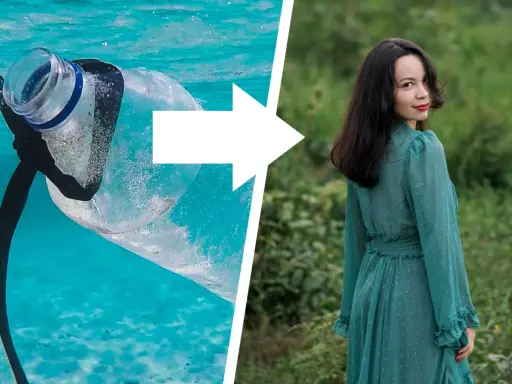 Plastikmüll im Meer wird zu einem schönen Kleid. Recyceltes Material kann neues Leben finden.